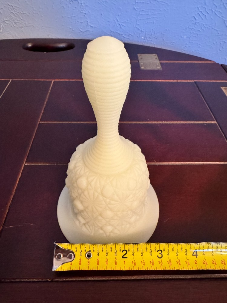 Vintage rare Fenton dinner bell daisy & button pattern custard uranium glass