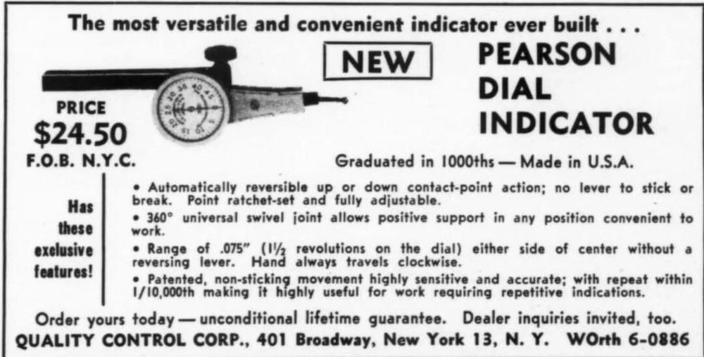 TESTED Dial Test Indicator PEARSON good working order MACHINIST