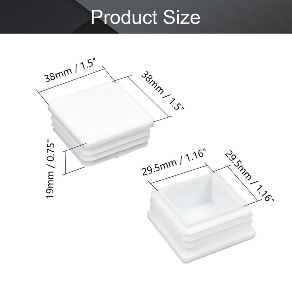 8/20Pcs Square Tube Hole Plug Plastic End Cap for Chair Table Glide Insert
