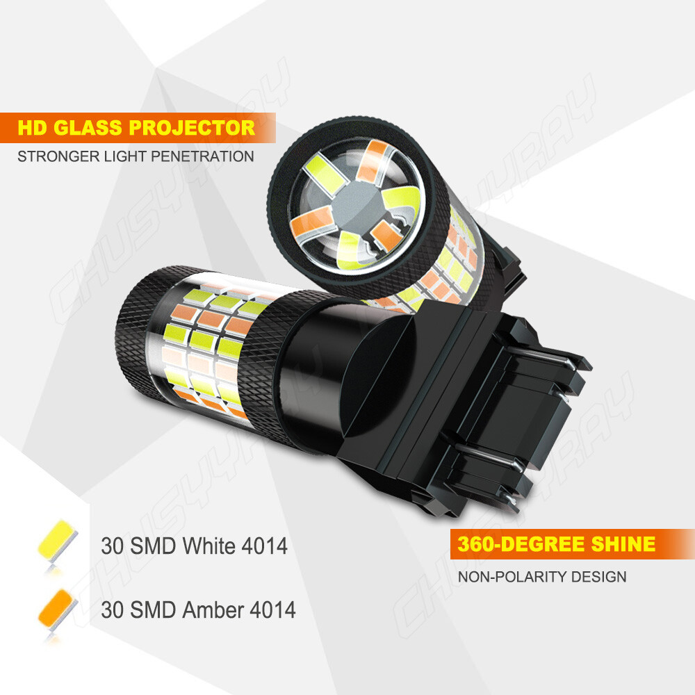 For Chevy Silverado1500 2500 White/Amber Switchback LED Turn Signal Light Bulb 4