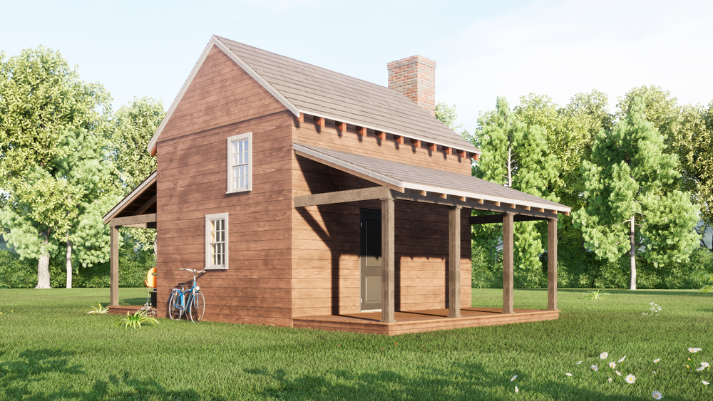 Modern 640 Sq.Ft Tiny House Plan with Realistic 3D Images and PDF Blueprint Plan