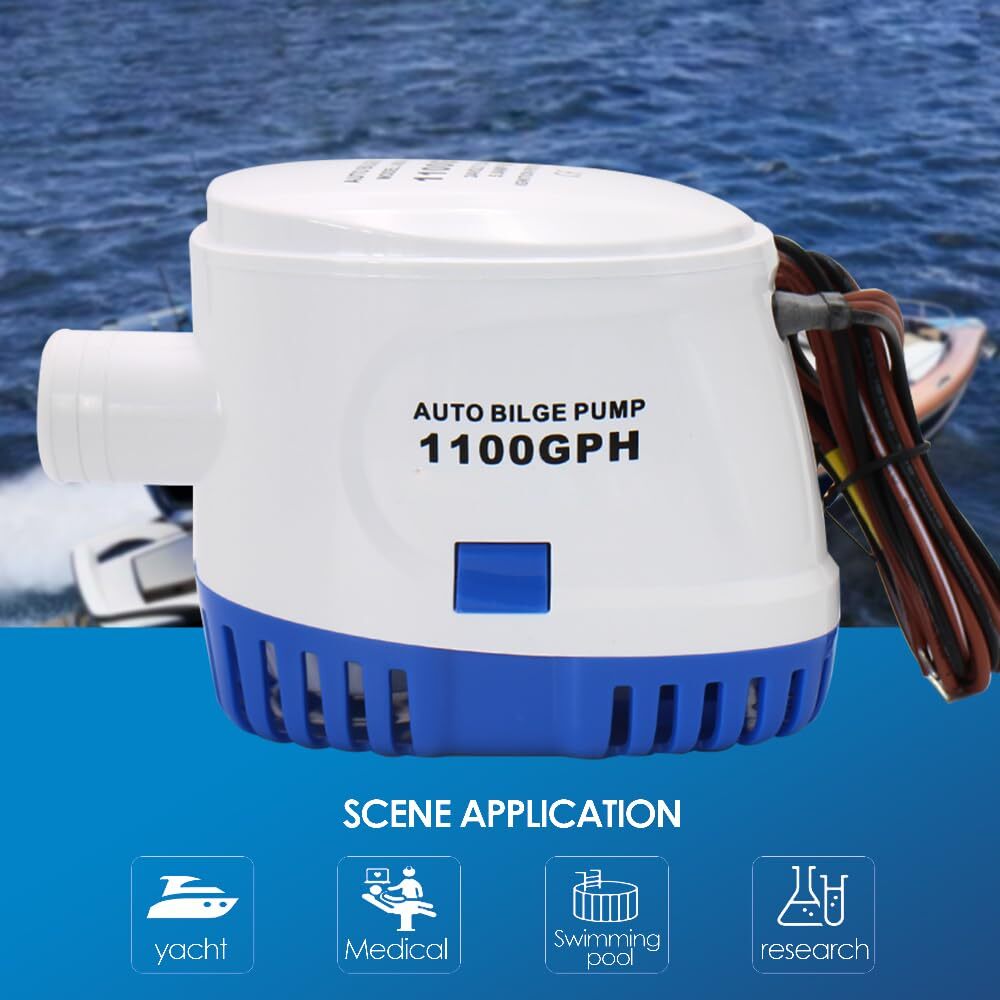 Automatic Water Pump 1100GPH，12V Bilge Pump，Equipped With Internal Floating S...