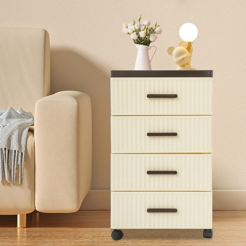PP 4 Tier Drawer Storage Organizer, Storage Cabinet with 4 Universal Wheels