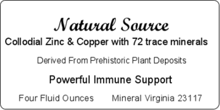 Colloidal Zinc & Copper with 72 trace minerals - Four oz dropper