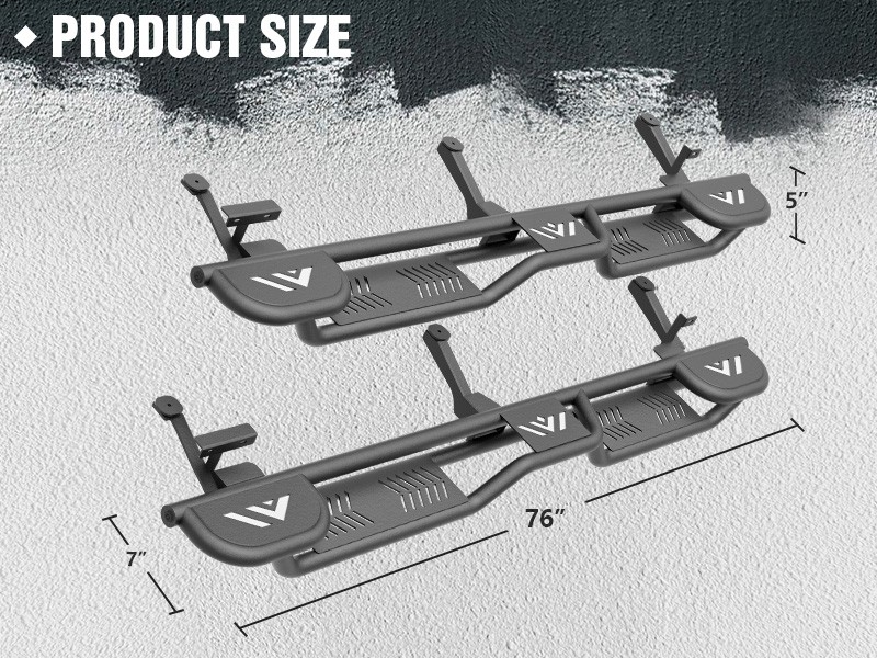 3- Raised Steps Side Running Boards For 2002-2008 Ram 1500 Double/ExtendedCab