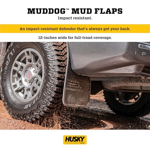 Universal Muddog Mud Flaps | Rubber Front Mud Flaps - 12" w/Weight - Black |