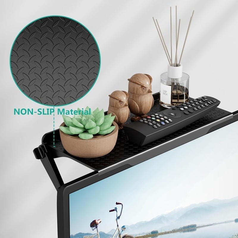 TV Top Shelf 2 Pack Adjustable Space Saving Tray Media Devices Remote Storage US