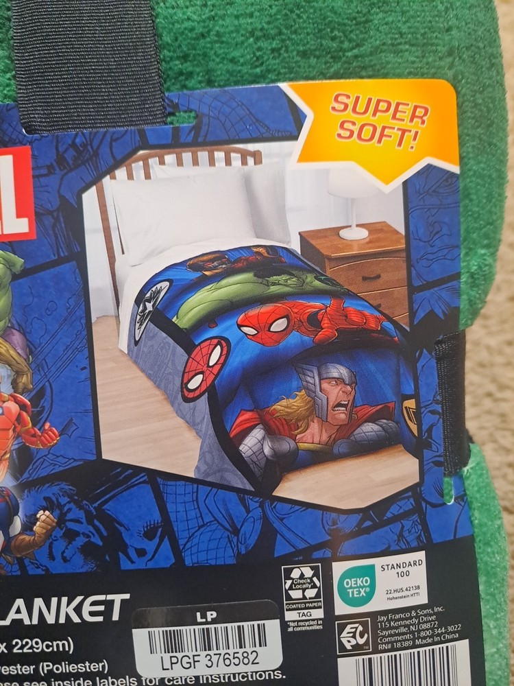 Marvel Avengers Plush Throw Blanket 62 in X 90 in