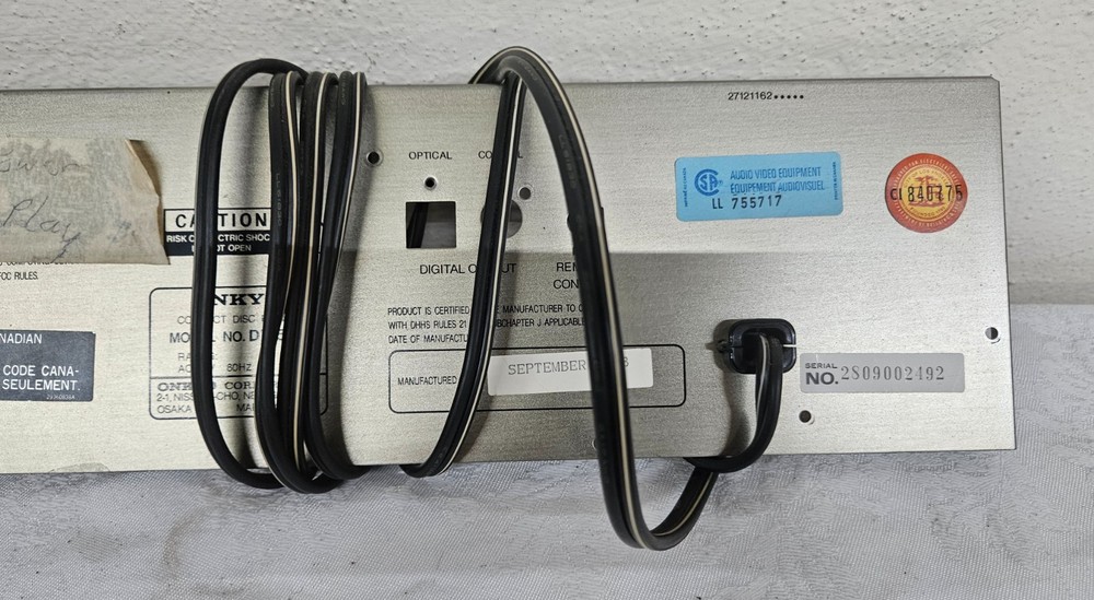 ONKYO DX-5500 Compact Disc Player BACK PANEL w Power Cord