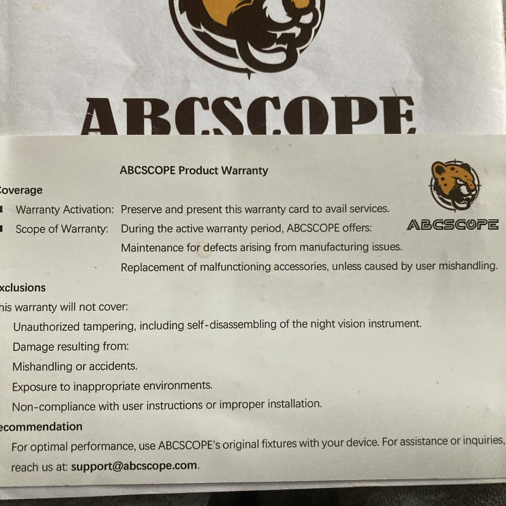 Night Vision Scope MFG ABCSCOPE Model HI-SC01