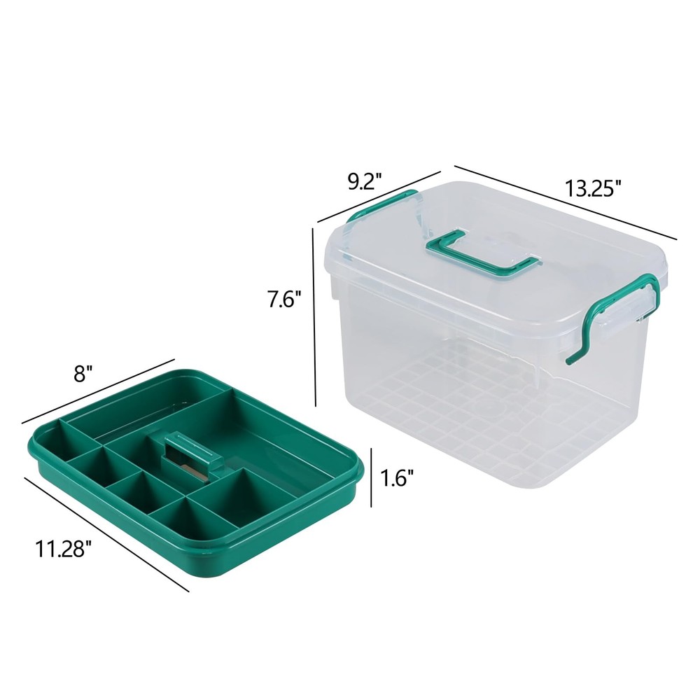1 Pack Plastic Medicine Storage Kit with Tray, First Aid Storage Box with Han...