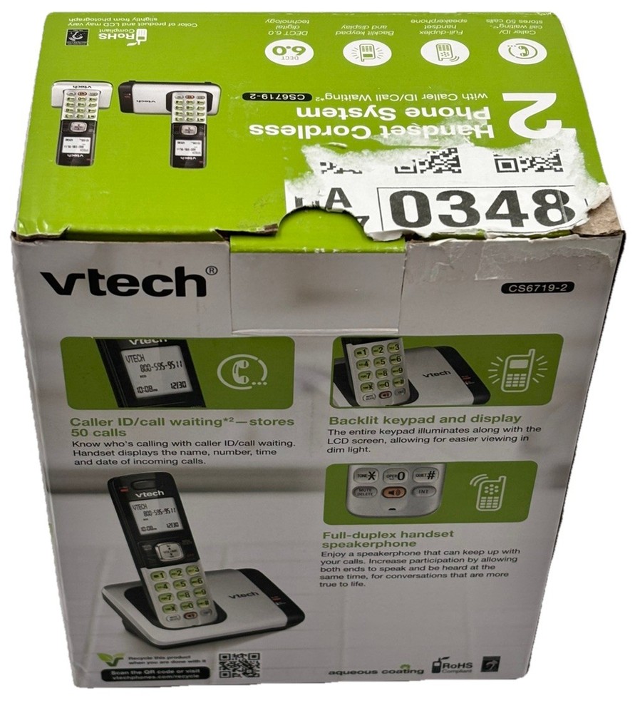 VTech • CS6719-2 • DECT 6.0 Cordless Phone • 2 Handset • Black • Open Box