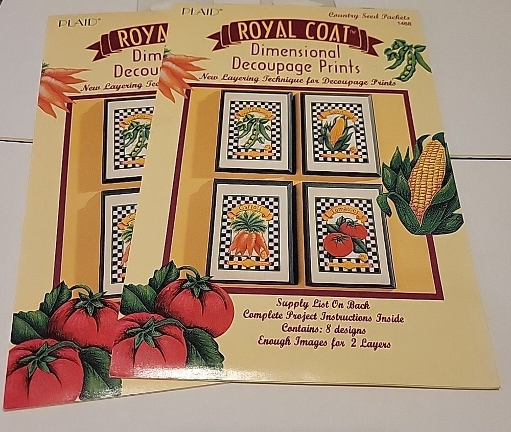 Decoupage Prints Country Seed Packets Vintage 1995 Plaid Booklet