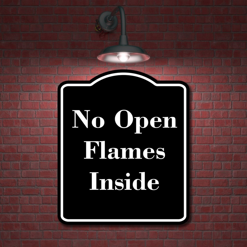 No Open Flames Inside BLACK Aluminum Composite Sign