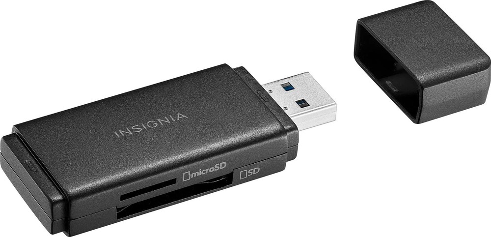 Insignia- USB 3.0 SD and microSD Memory Card Reader - Black