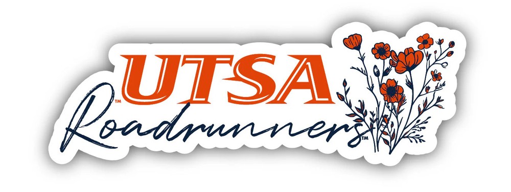 UTSA Roadrunners Script Floral Sticker/Magnet - School Decor
