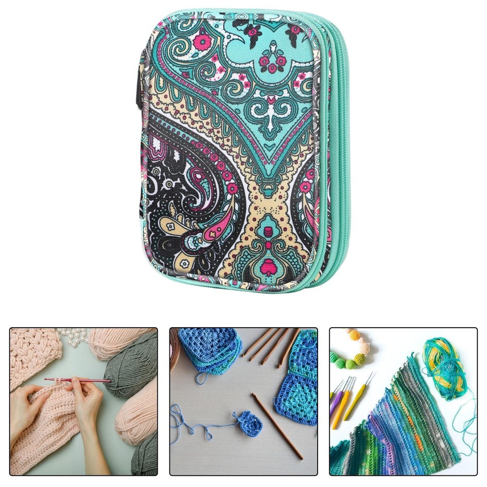 Knitting Needle Storage Bag Double Layer Crochet Hooks Storage Bag