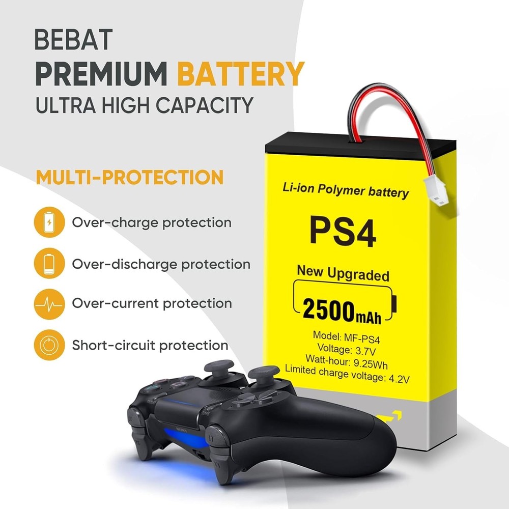 2pcs PS4 Controller Battery,2500mAh Replacement for PS4 Pro Slim Controller 2...