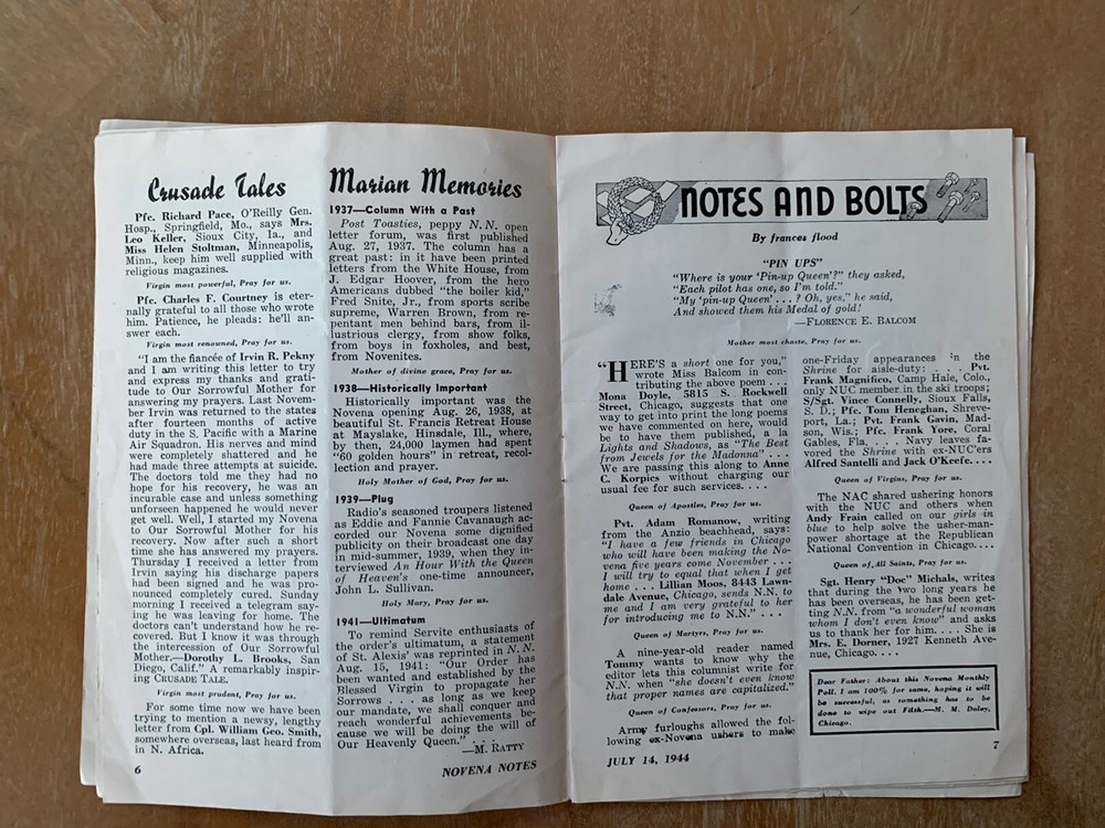 Sorrowful Mother Novena Notes July 14, 1944