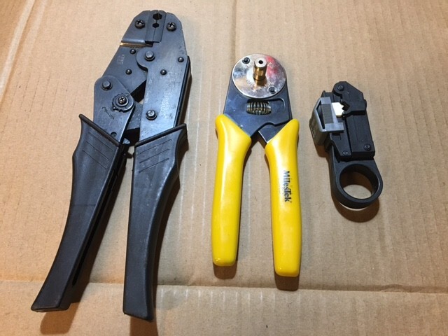 MilesTek coaxial cable crimpers and strippers, (3 different tools)