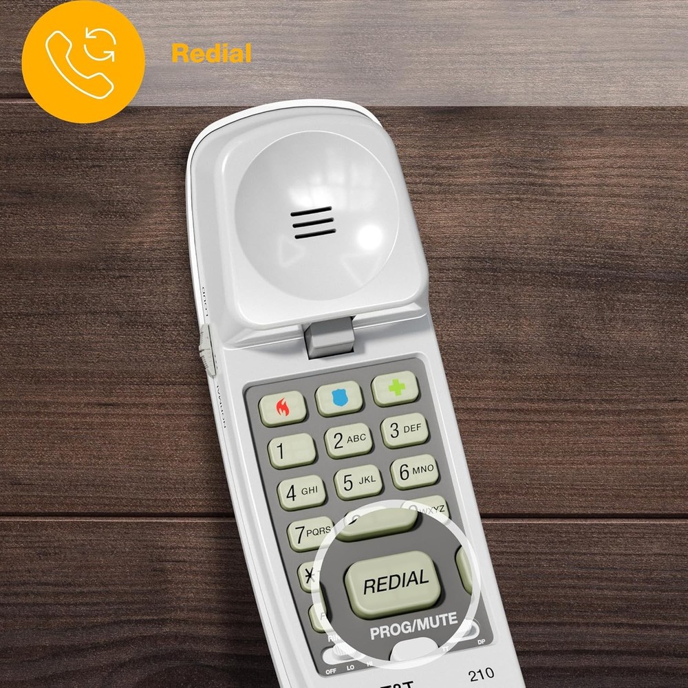 AT&T 210 Basic Trimline Corded Phone Single Line No AC Power Required (White)