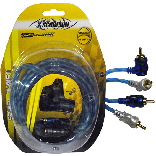 Rca Cable 18' Right Angle Blue/Platinum Twisted