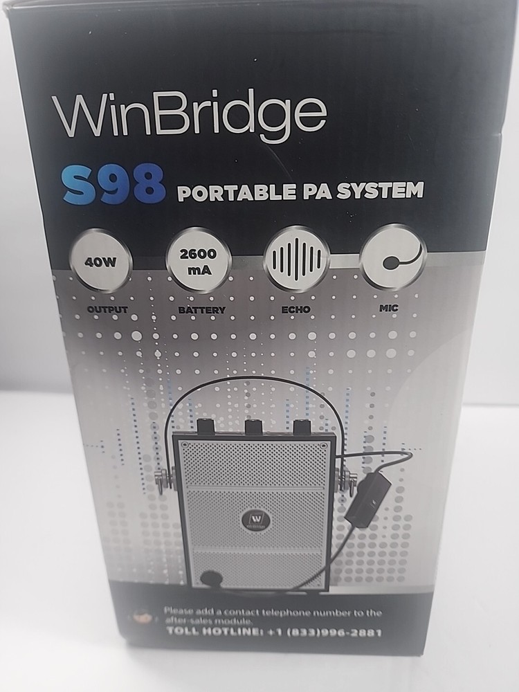 WinBridge S98 Wireless Voice Amplifier Portable Bluetooth 5.3 PA System