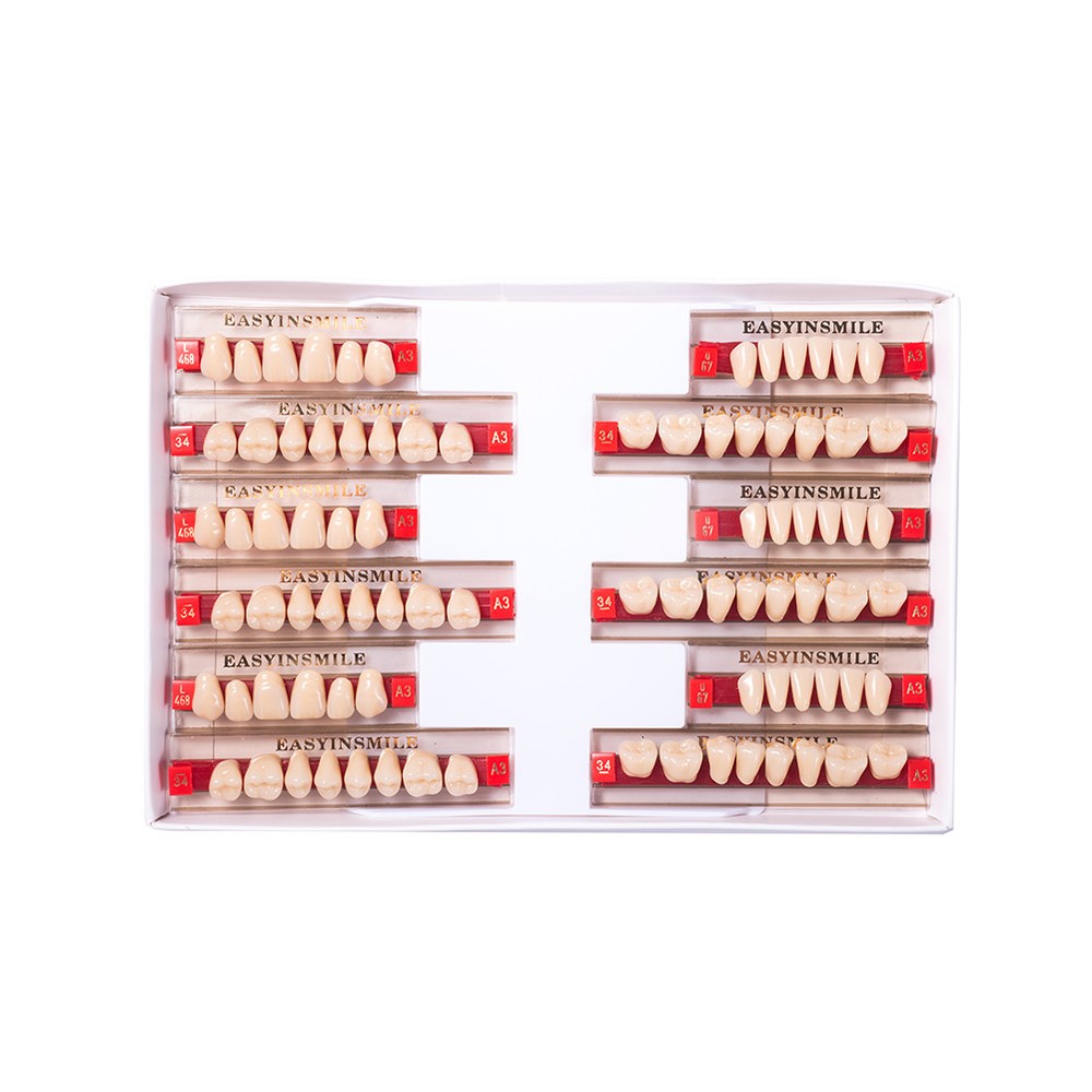 Dental acrylic resin Denture false Teeth DIY A1/A2/A3 Upper Lower Full set 【US】