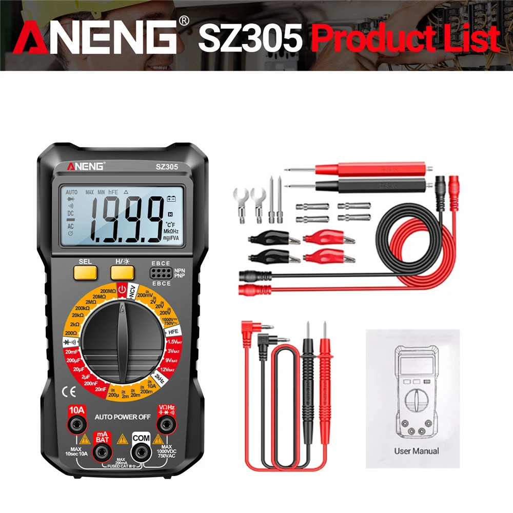 Professional Digital Multimeter Voltage Tester AC DC Ammeter