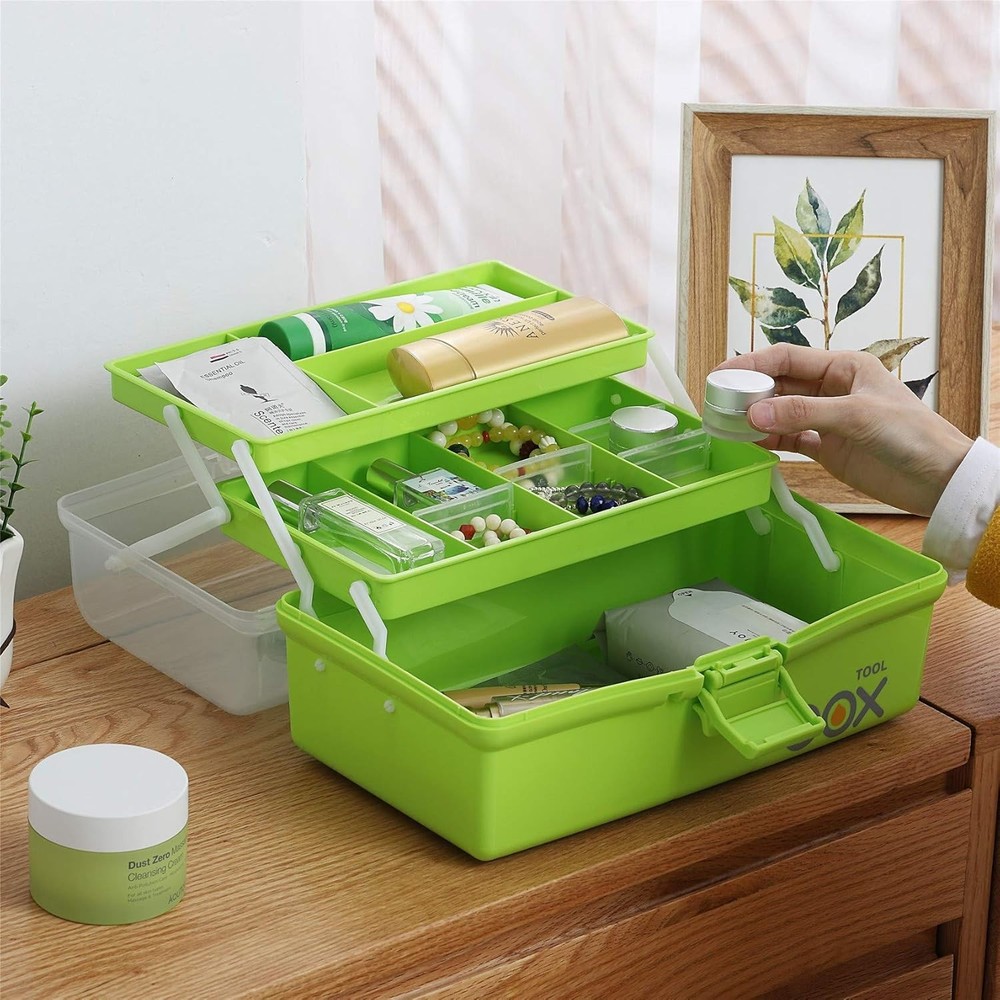 12'' Three-Layer Clear Plastic Storage Box/Tool Box, Multipurpose Organizer a...