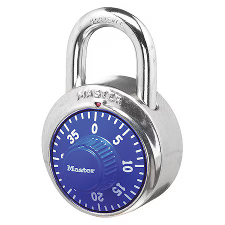 Master Lock 1506D Combination Padlock, Center, Blue/Silver