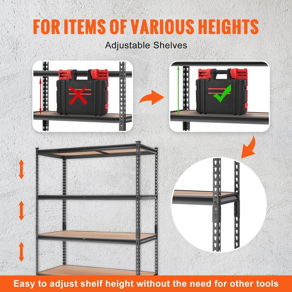 Storage Shelving Unit;5-Tier Adjustable;2000 lbs Capacity;Heavy Duty Garage Shel