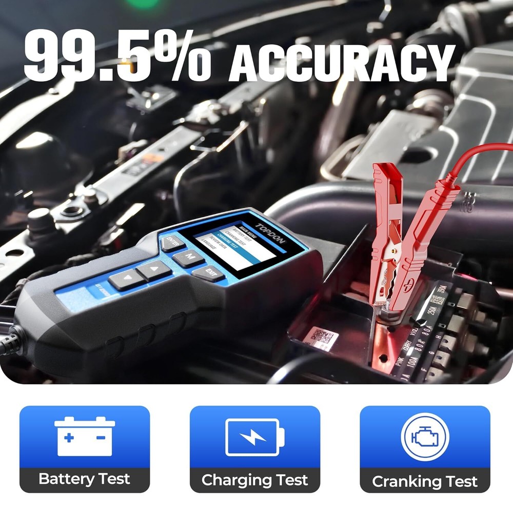 12V-24V 100~2000CCA Car Auto Battery Tester Load Drop Charging System Analyzer