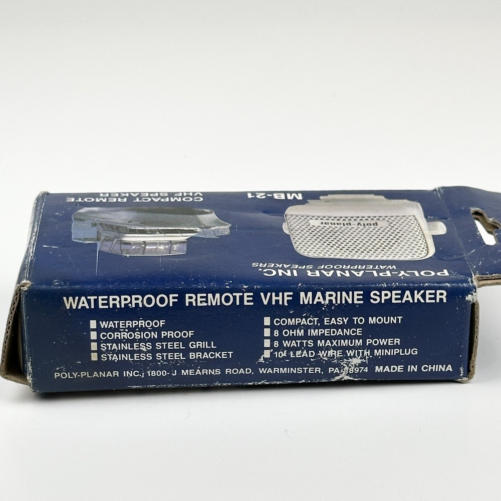 VHF SPEAKER WHITE 8WATT MARINE REMOTE ELECTRONICS BOAT PART POLY PLANAR MB21W