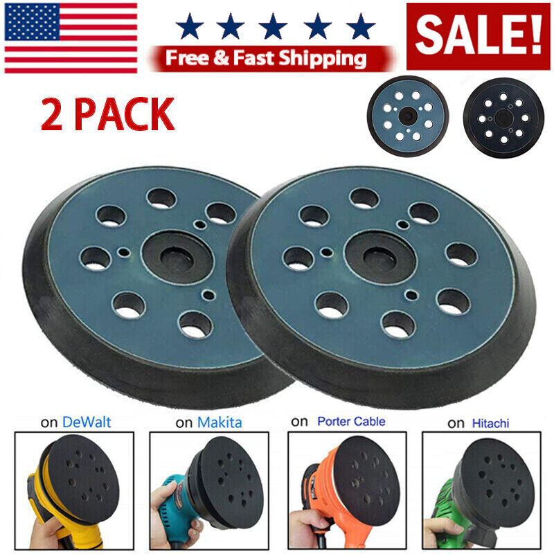 2x 5" Orbital Sander Replacement Pad Hook Loop for Dewalt/Makita/Porter Cable