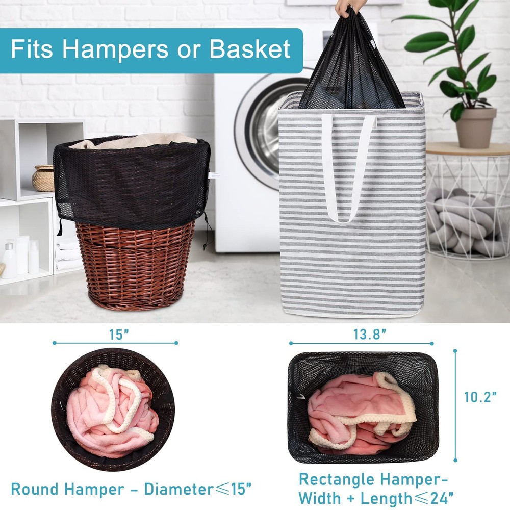 Heavy Duty Large Mesh Laundry Bag with Drawstring Closure for Travel