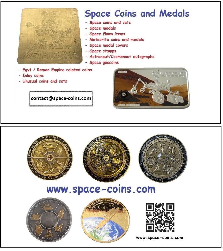 (10) Shuttle Shuttle Flights, silver medals in case, Discovery and Challenger