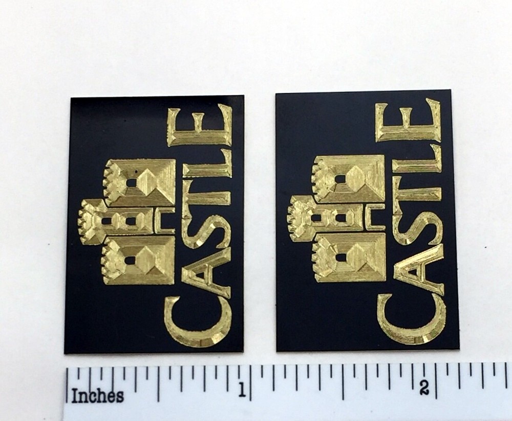 Castle Acoustics Speaker Badge Custom Engraved Solid Brass Pair