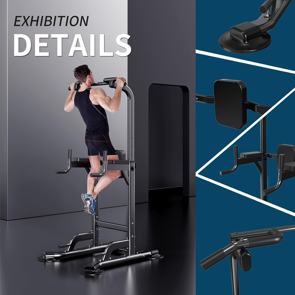 Power Tower Adjustable Height Pull up & Dip Station Multi-Function Home Strength