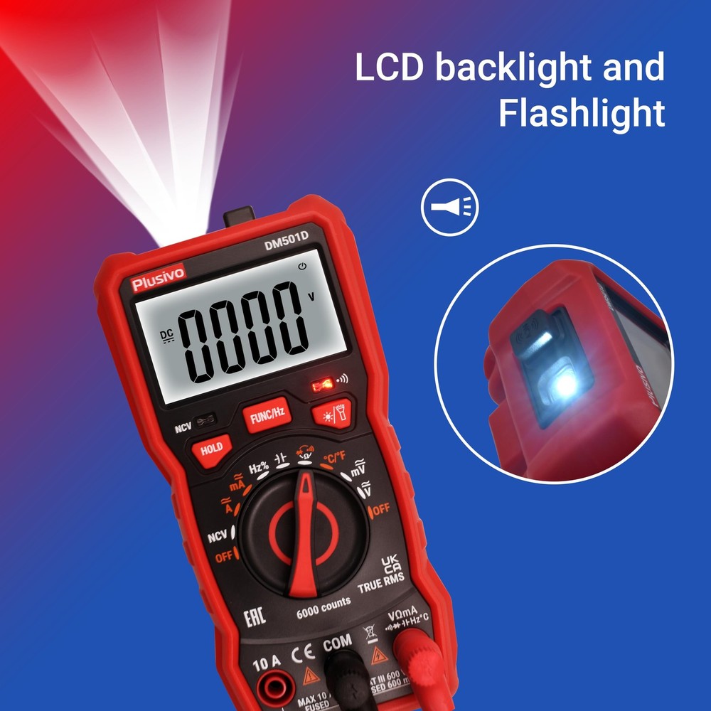 Multimeter 6000 Counts Digital Auto DM501D + Test lead Set