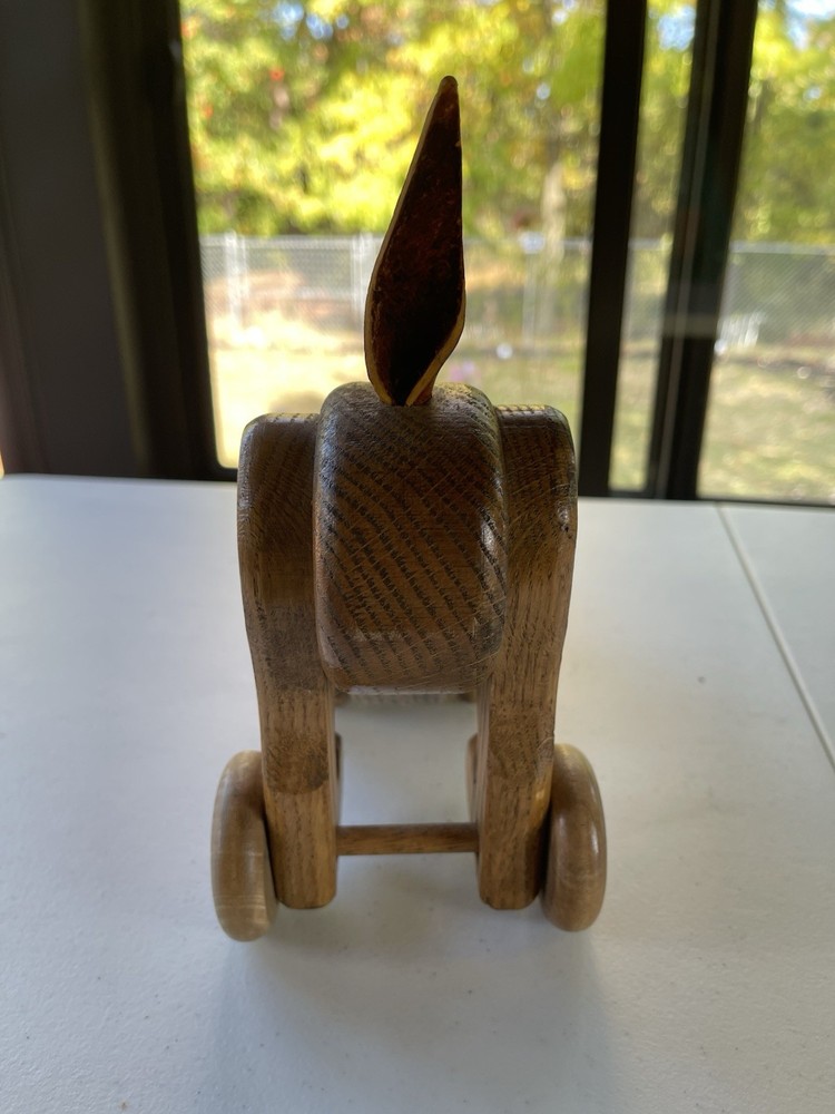 handcrafted wooden dachshund pull toy