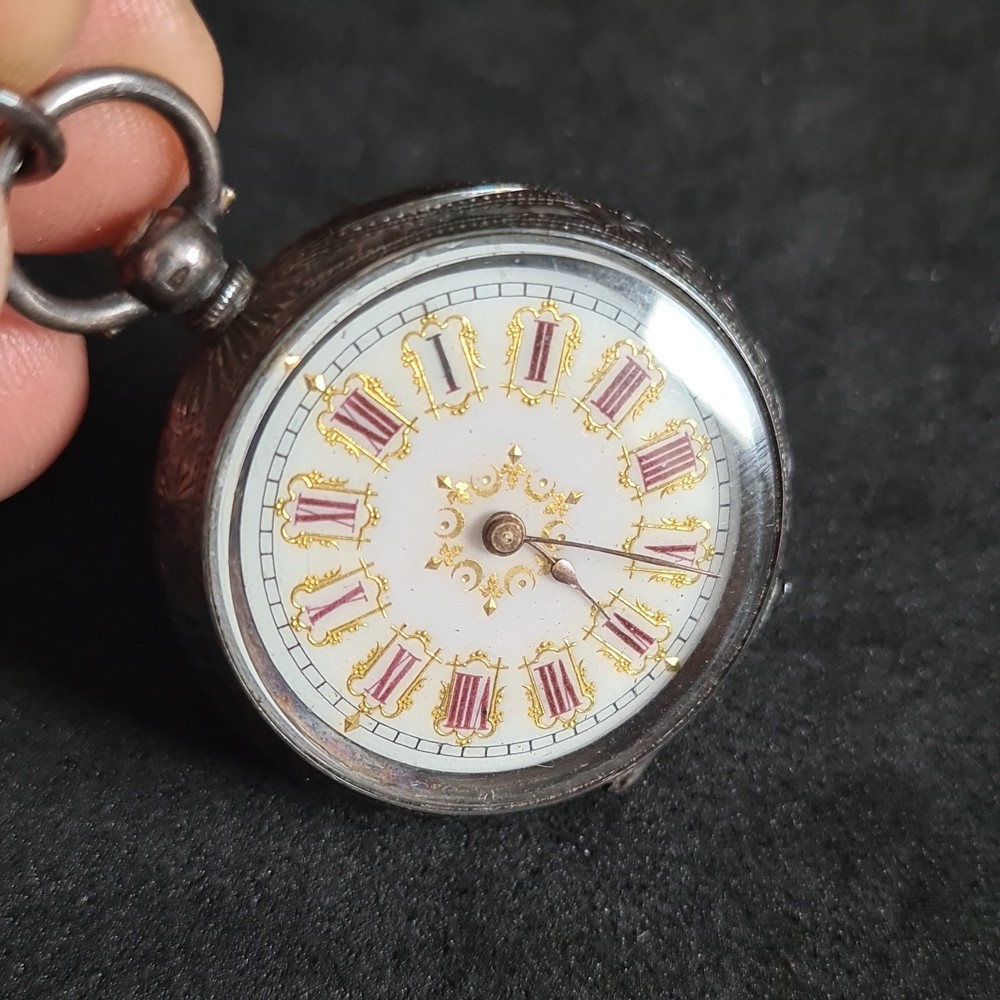 Antique Solid Silver Ladies Pocket Watch c1900 Ref4441