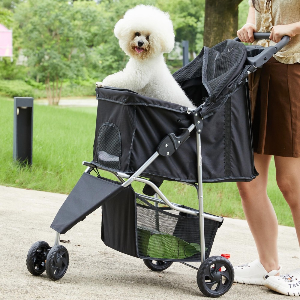 Compact Foldable Pet Stroller for Small to Medium Dogs & Cats