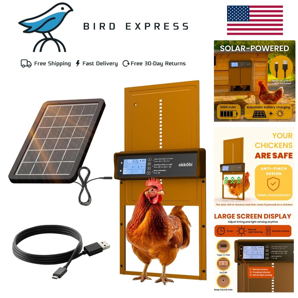 Solar Powered Automatic Chicken Coop Door with Timer/Light Sensor Modes
