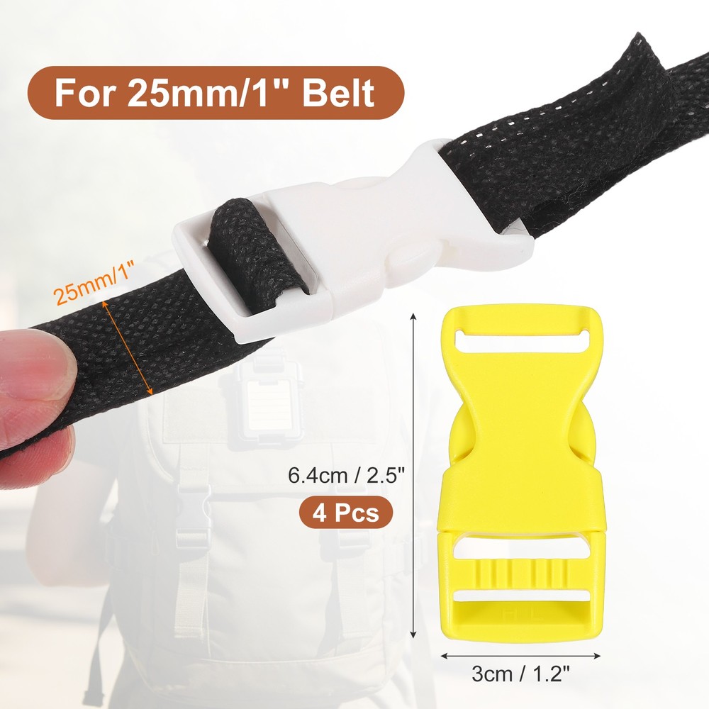 4 Pack Quick Side Release Buckle, 1" Plastic Buckle Clip, Light Yellow