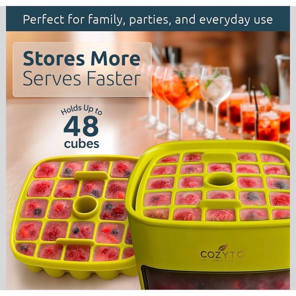 CubeGo Ice Cube Tray with Lid & Bin 48 Cubes One Press Release New