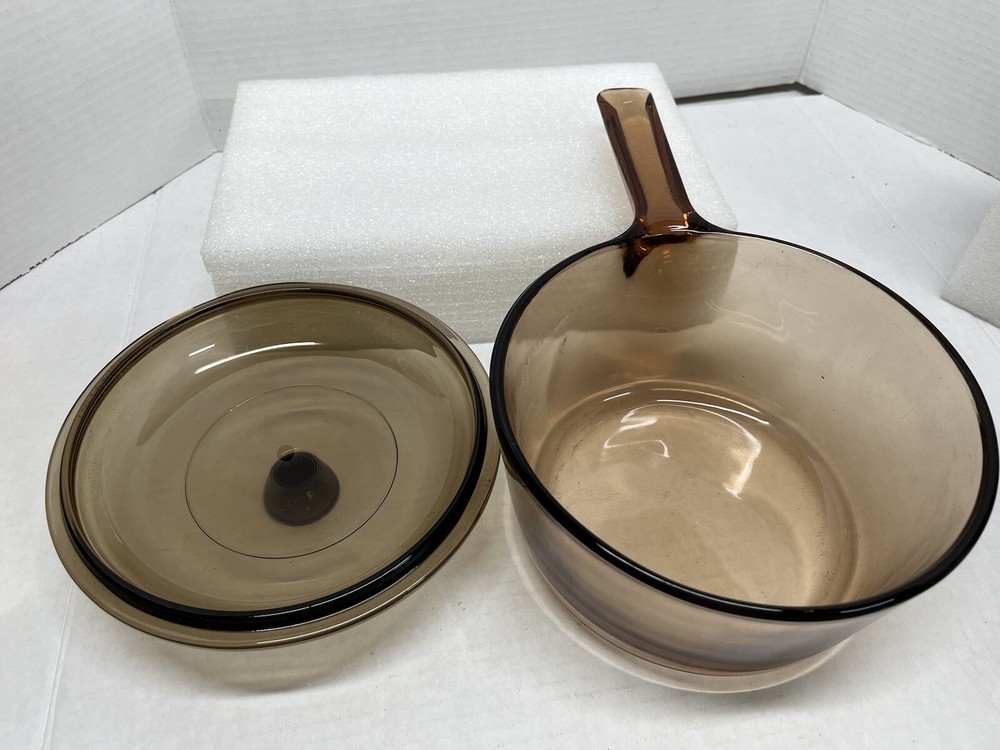 Corning Pyrex Visionware Amber Glass Saucepan + Lid