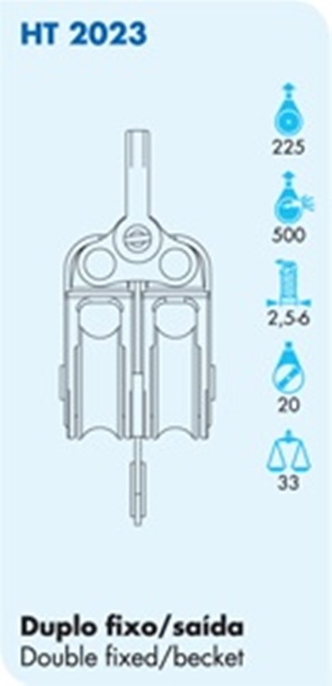 NAUTOS HT 2023 - DYNAMIC 20MM - DOUBLE FIXED WITH BECKET - SAILING HARDWARE