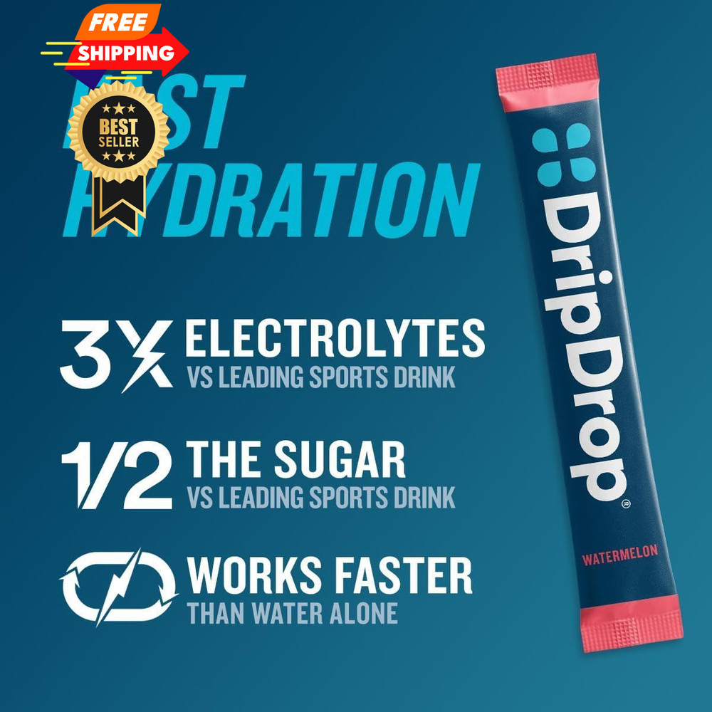 DripDrop Hydration Packets - Bold Variety Pack - Single Serve 16 Count, Blue