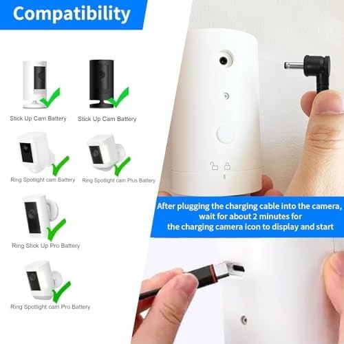 Solar Panel for Ring Camera, 4W Solar Charger Compatible with Spotlight Plus/Pro